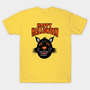 BLACK CAT CARTOON HAPPY HALLOWEEN T-Shirt